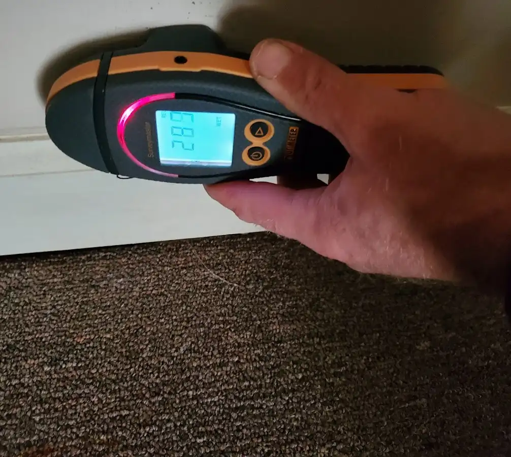 Moisture detection at baseboard during Sewage Cleanup & Sanitation in Athens